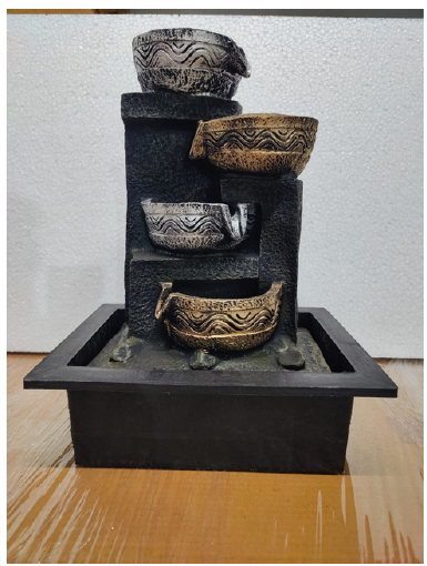 4 Step Bowl Water Fountain Medium Black Silver Gold