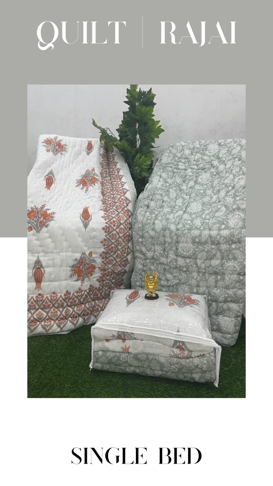 Elite Mulmul Printed Quilt RAJAI (SINGLE BED) (157)