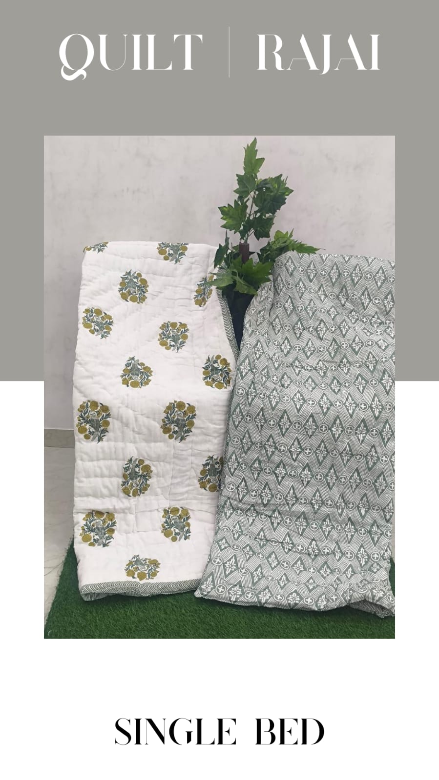 Elite Mulmul Printed Quilt RAJAI (SINGLE BED) (160)