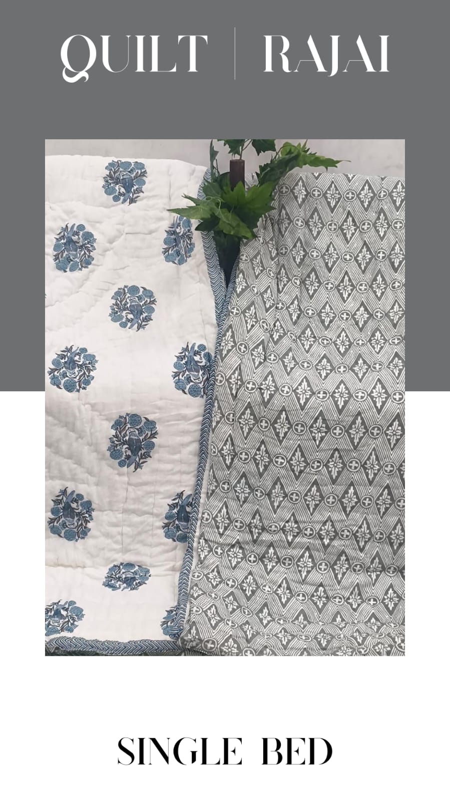 Elite Mulmul Printed Quilt RAJAI (SINGLE BED) (163)