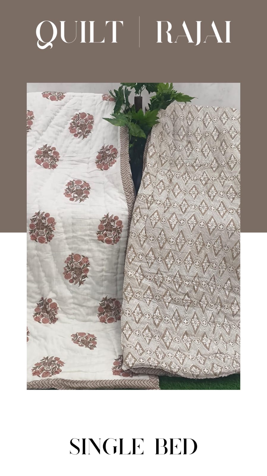 Elite Mulmul Printed Quilt RAJAI (SINGLE BED) (169)