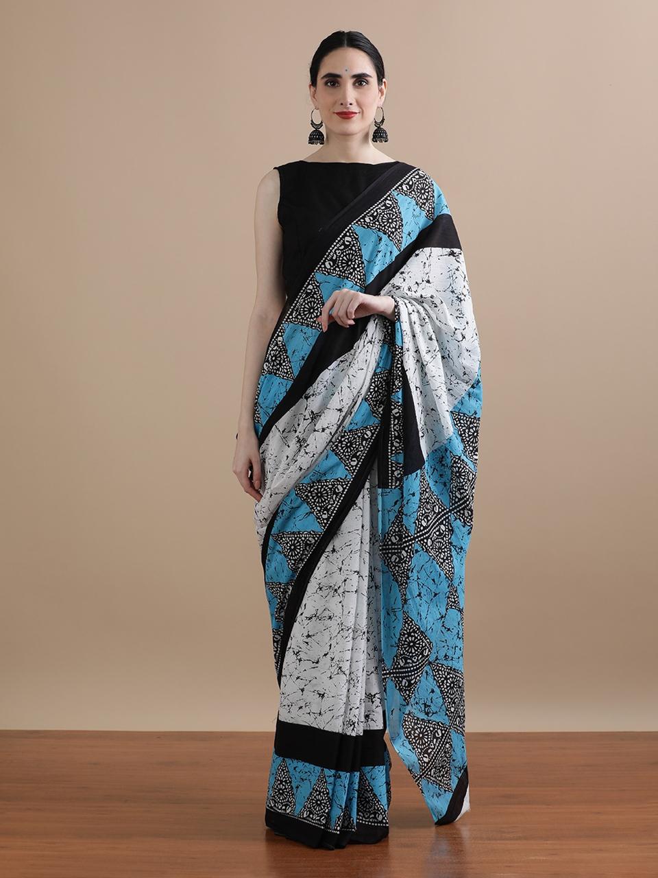 Pure Cotton Mul Mul Printed Sarees With Blouse (18)