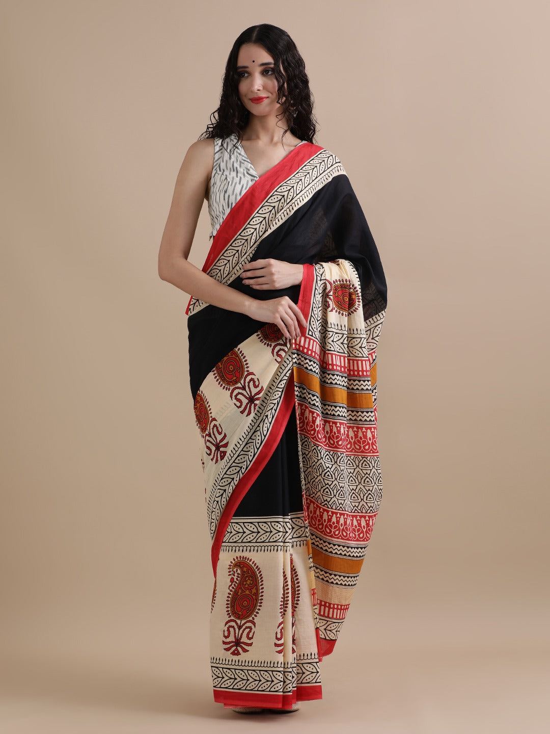 Pure Cotton Mul Mul Printed Sarees With Blouse (22)