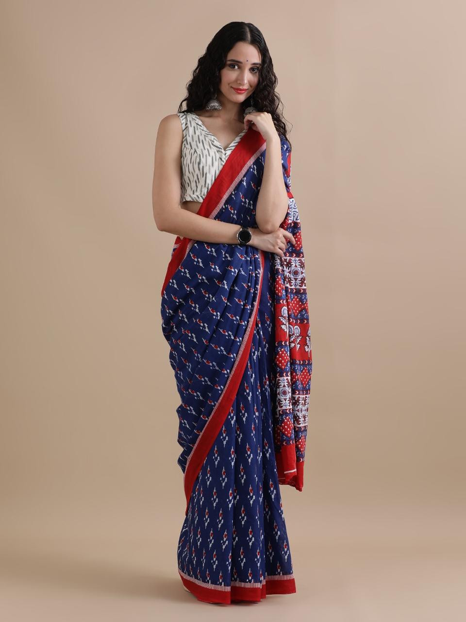 Pure Cotton Mul Mul Printed Sarees With Blouse (27)
