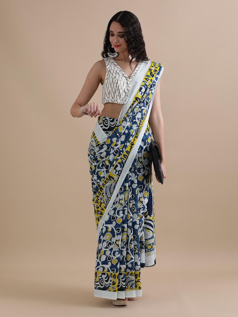 Pure Cotton Mul Mul Printed Sarees With Blouse (32)