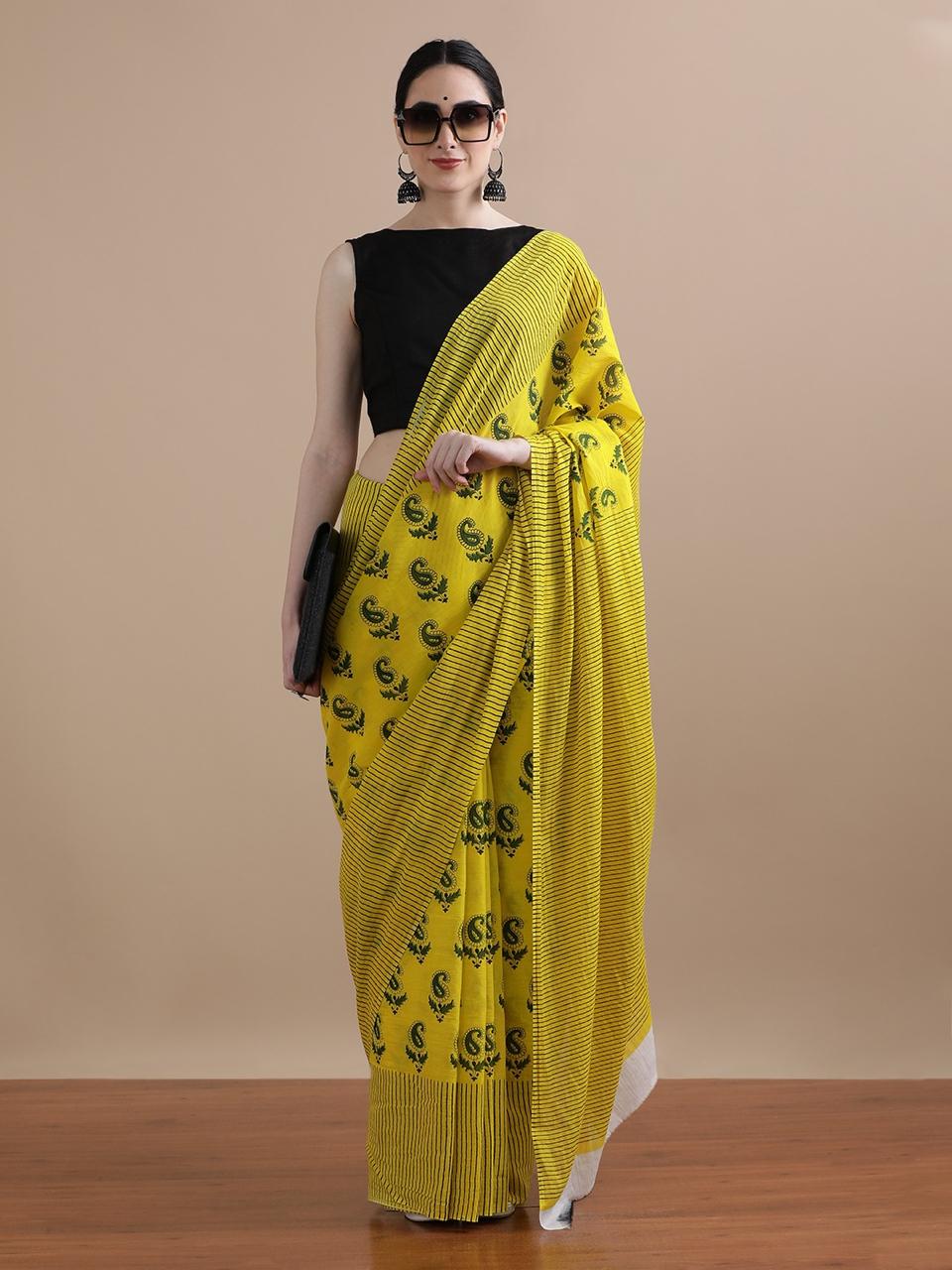 Pure Cotton Mul Mul Printed Sarees With Blouse (36)
