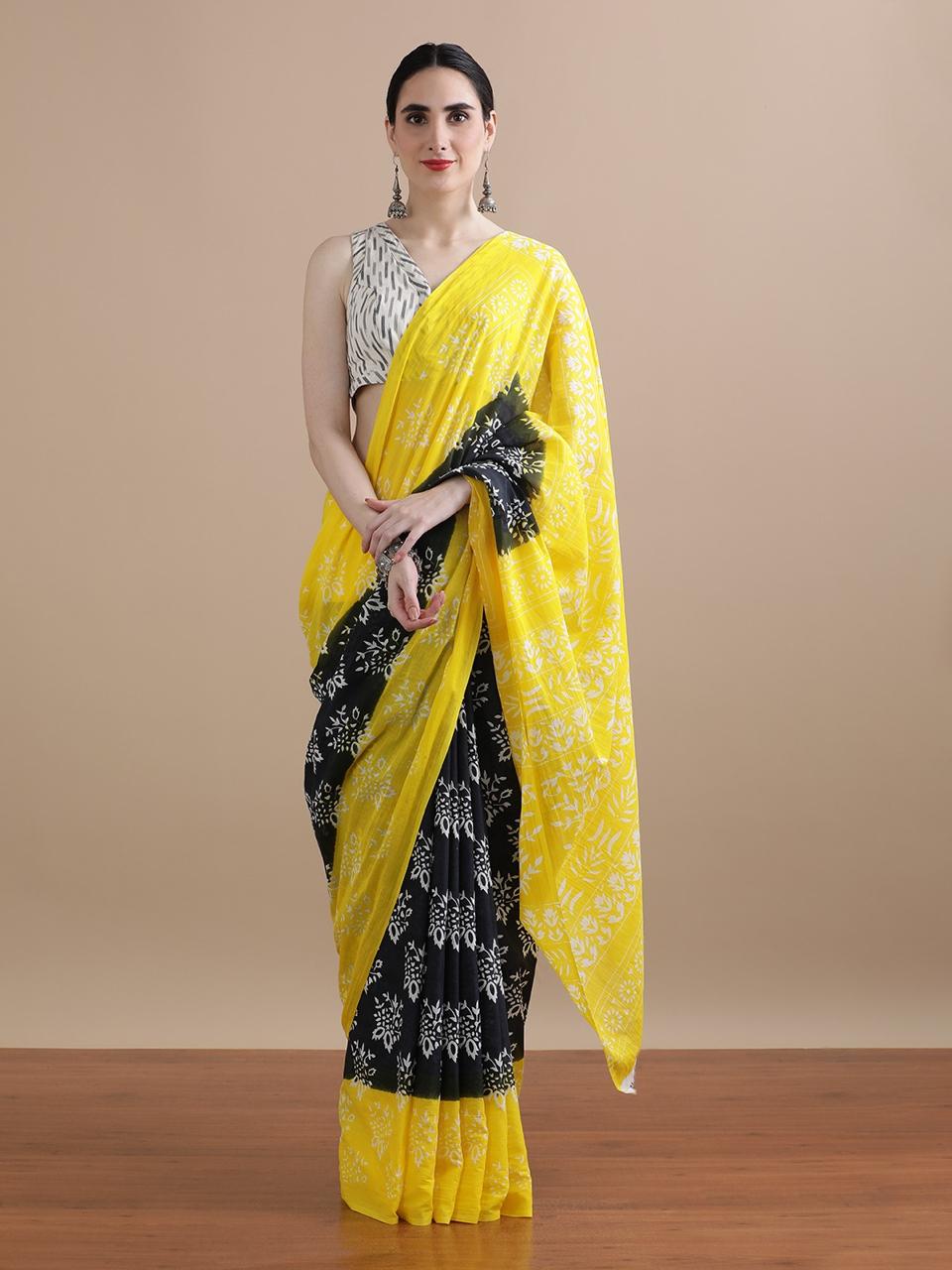Pure Cotton Mul Mul Printed Sarees With Blouse (42)