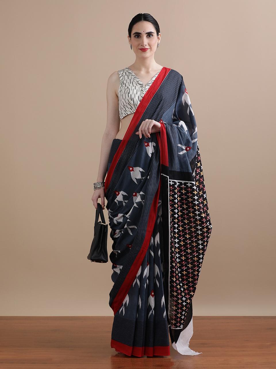 Pure Cotton Mul Mul Printed Sarees With Blouse (57)
