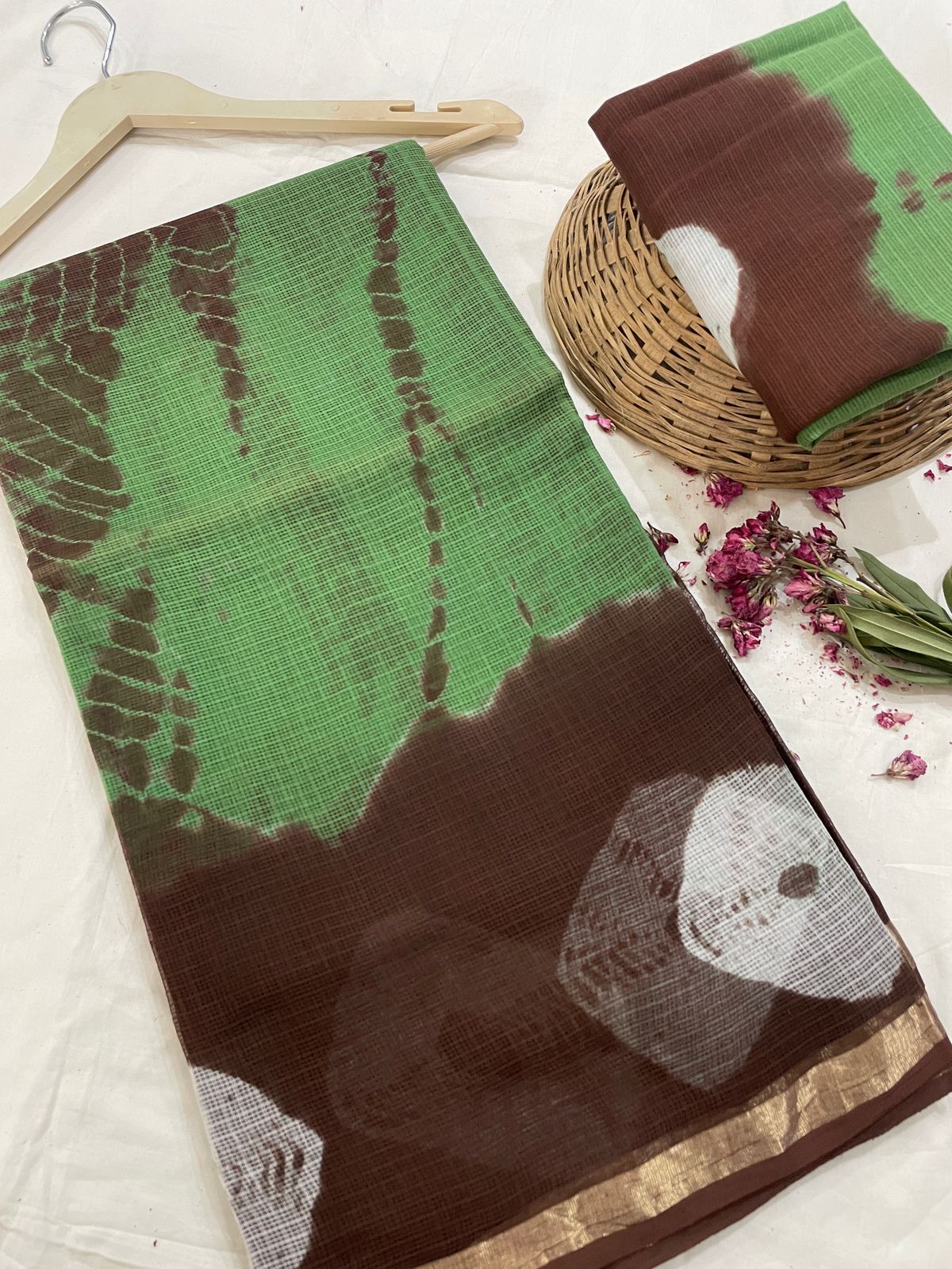 Pure Hand Block Printed Kota Doriya Sarees With Blouse (128)