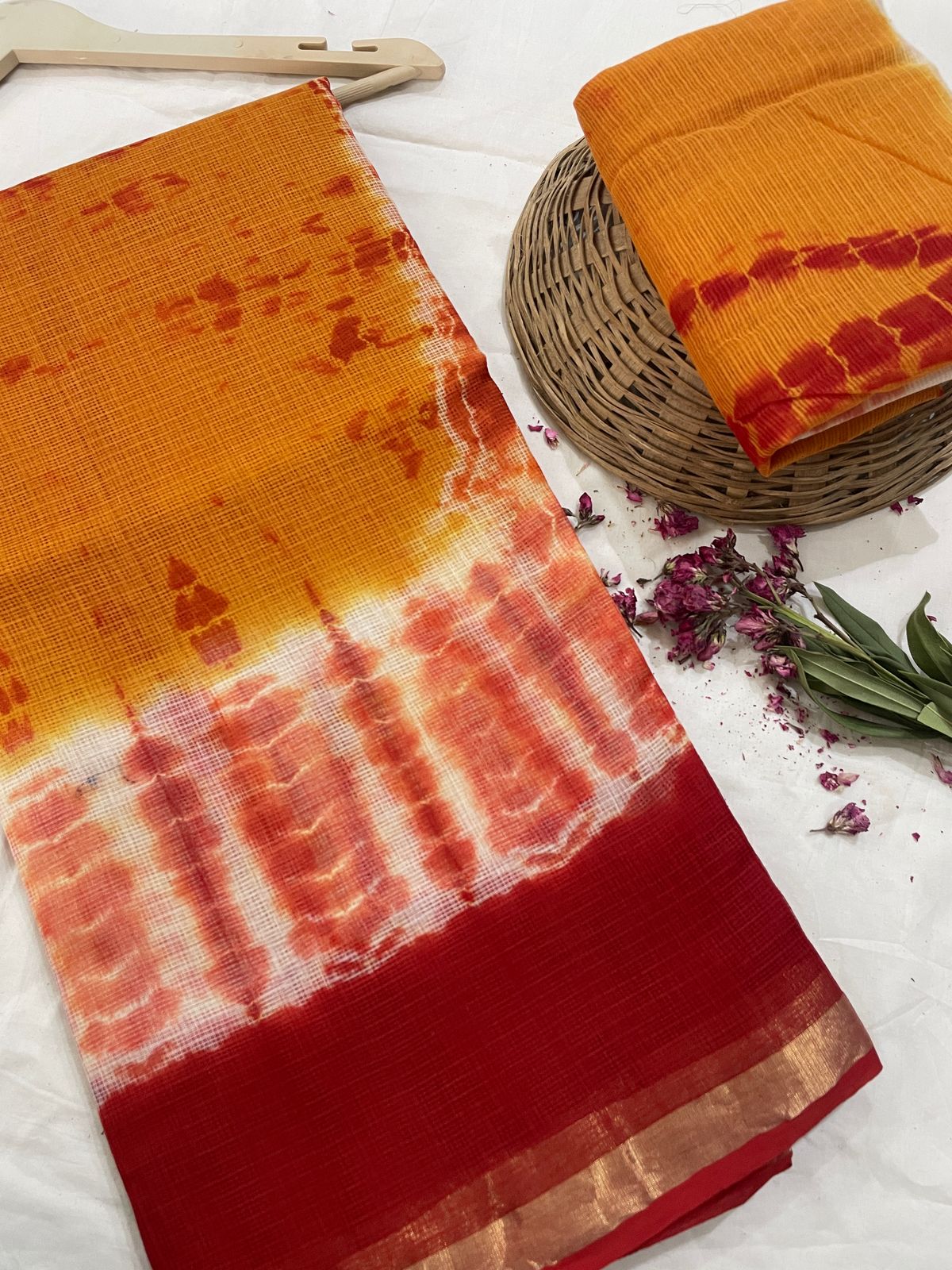 Pure Hand Block Printed Kota Doriya Sarees With Blouse (136)