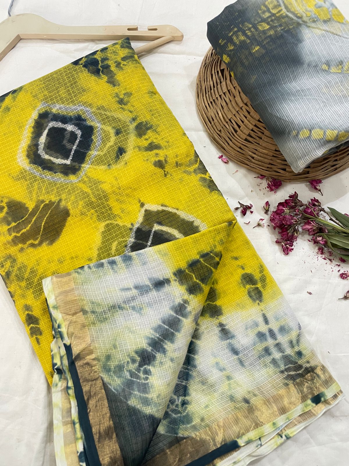 Pure Hand Block Printed Kota Doriya Sarees With Blouse (138)