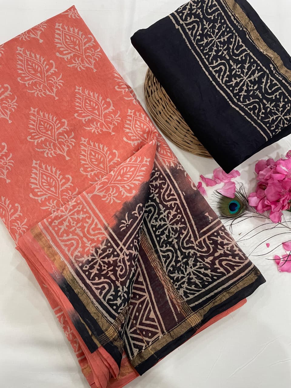 Chanderi Silk Sarees with Beautiful Hand Block Prints (139)