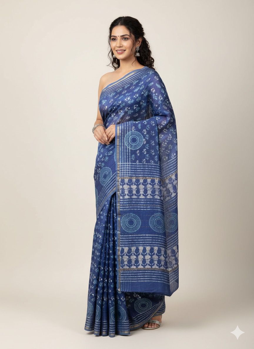 Chanderi Silk Sarees with Beautiful Hand Block Prints (142)