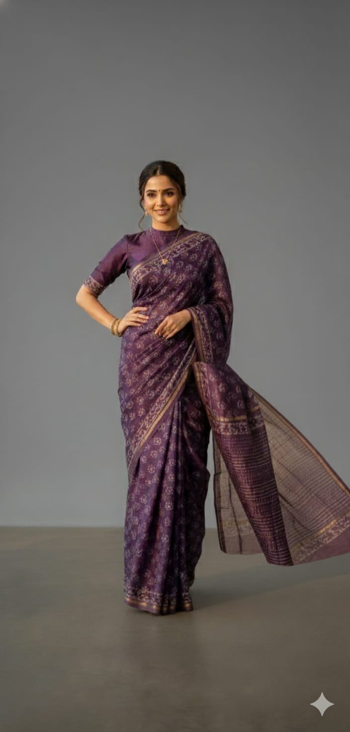 Chanderi Silk Sarees with Beautiful Hand Block Prints (145)