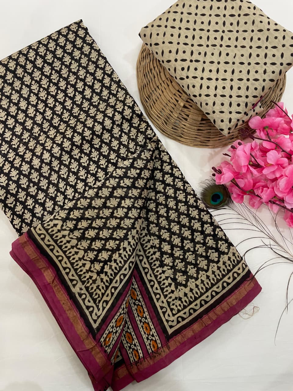 Chanderi Silk Sarees with Beautiful Hand Block Prints (149)