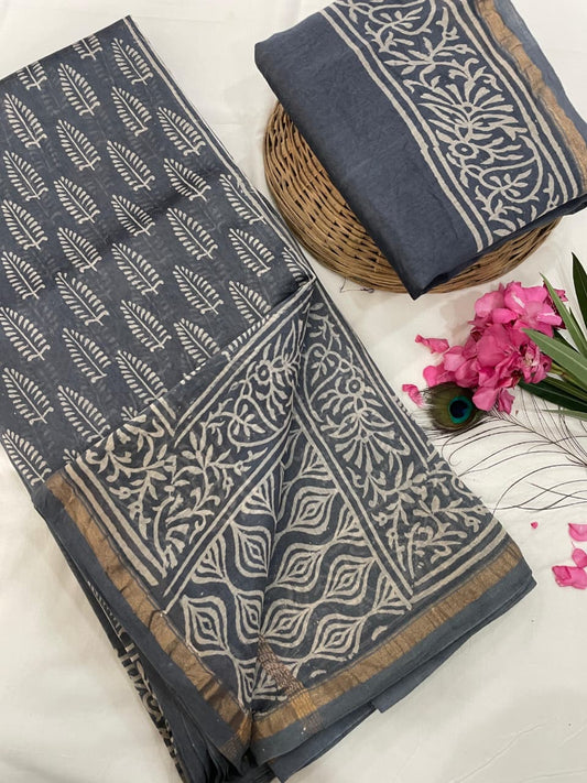 Chanderi Silk Sarees with Beautiful Hand Block Prints (155)