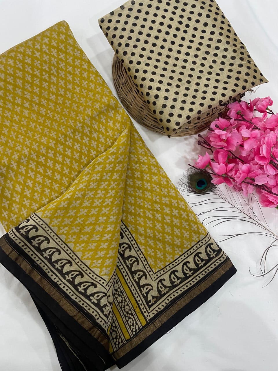 Chanderi Silk Sarees with Beautiful Hand Block Prints (162)