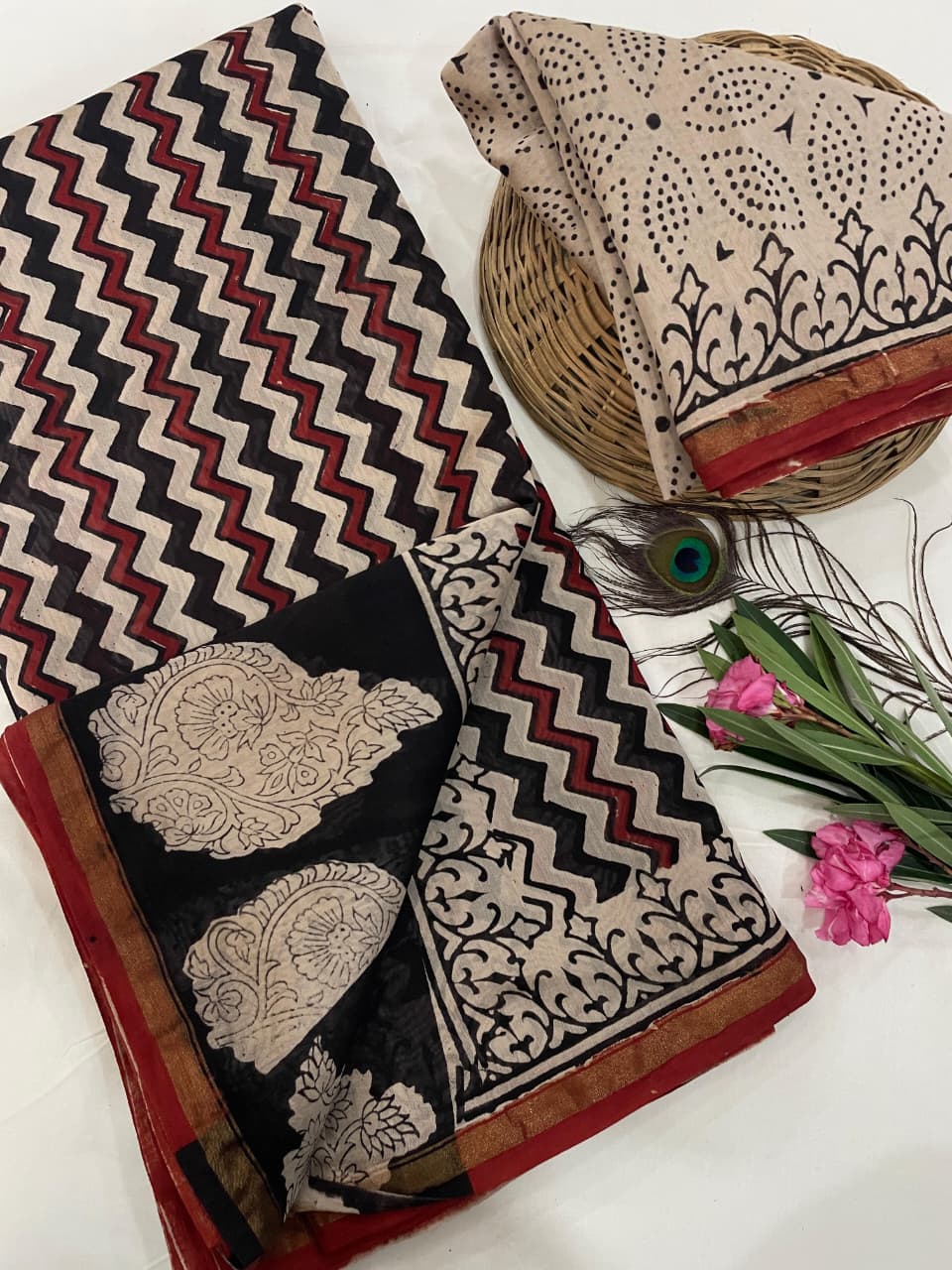 Chanderi Silk Sarees with Beautiful Hand Block Prints (163)