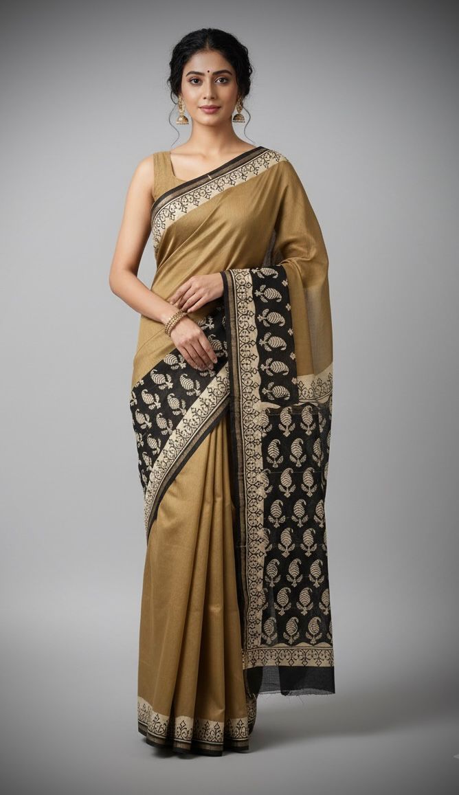 Chanderi Silk Sarees with Beautiful Hand Block Prints (164)
