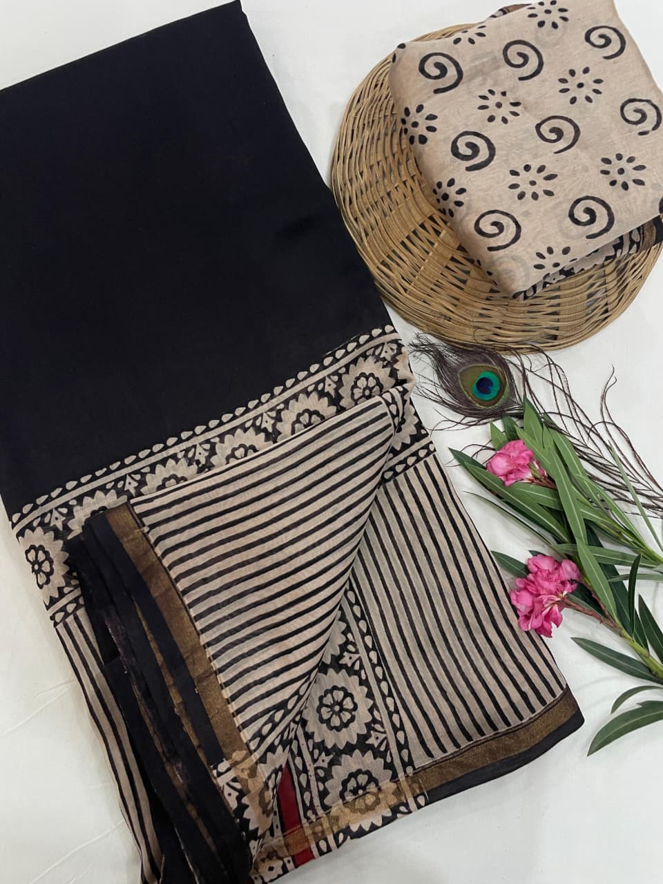 Chanderi Silk Sarees with Beautiful Hand Block Prints (171)