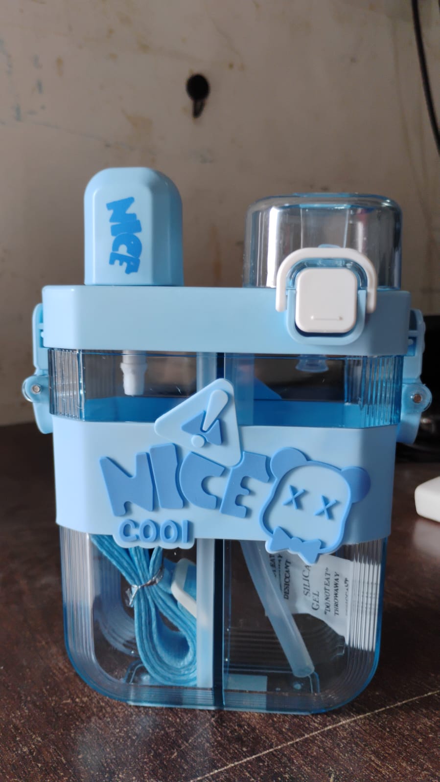 Dual Compartment Water Bottle With Straw