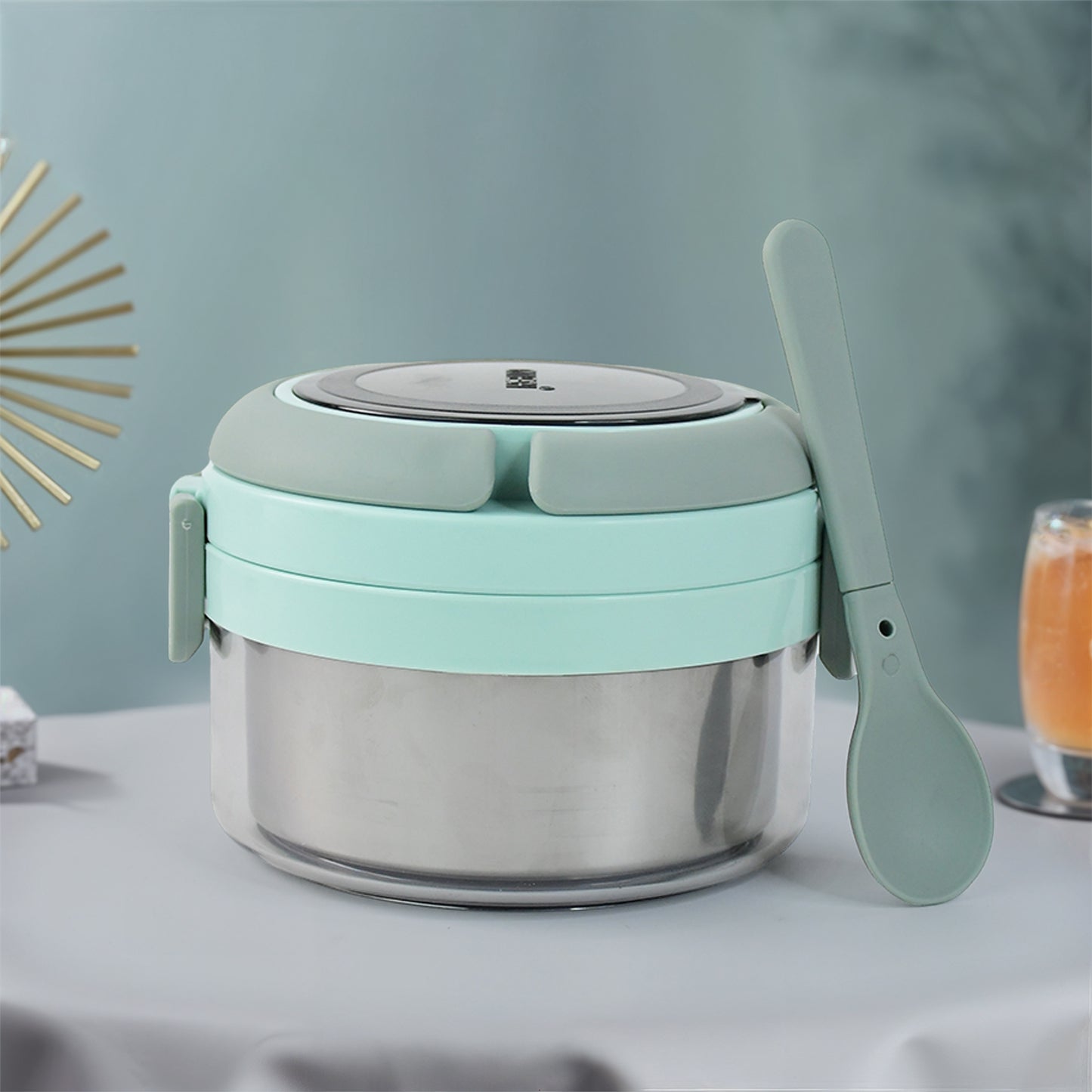 Tiara 400ml Stainless Steel Insulated Lunch Box With Leakproof Lid Folding Spoon