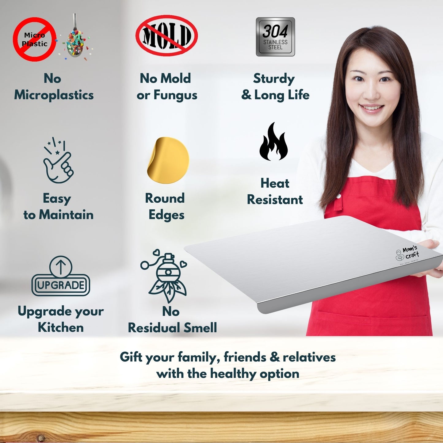 Stainless Steel Chopping Board Lip Design- Compact