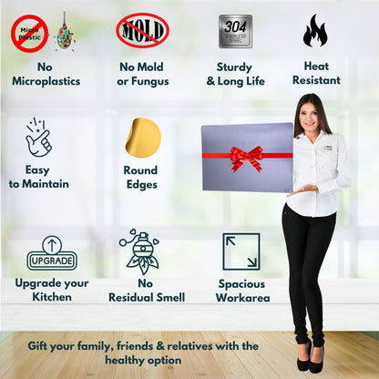 Stainless Steel Chopping Board Lip Design - Large