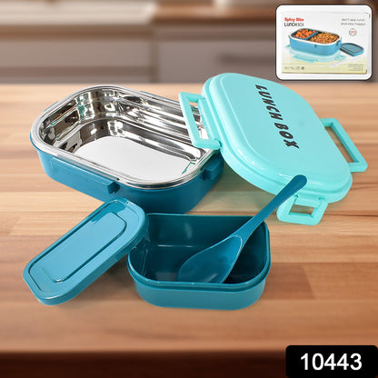 3 In 1 Spicy Bite Stainless Steel Lunch Box With Box  Spoon (1 Set)