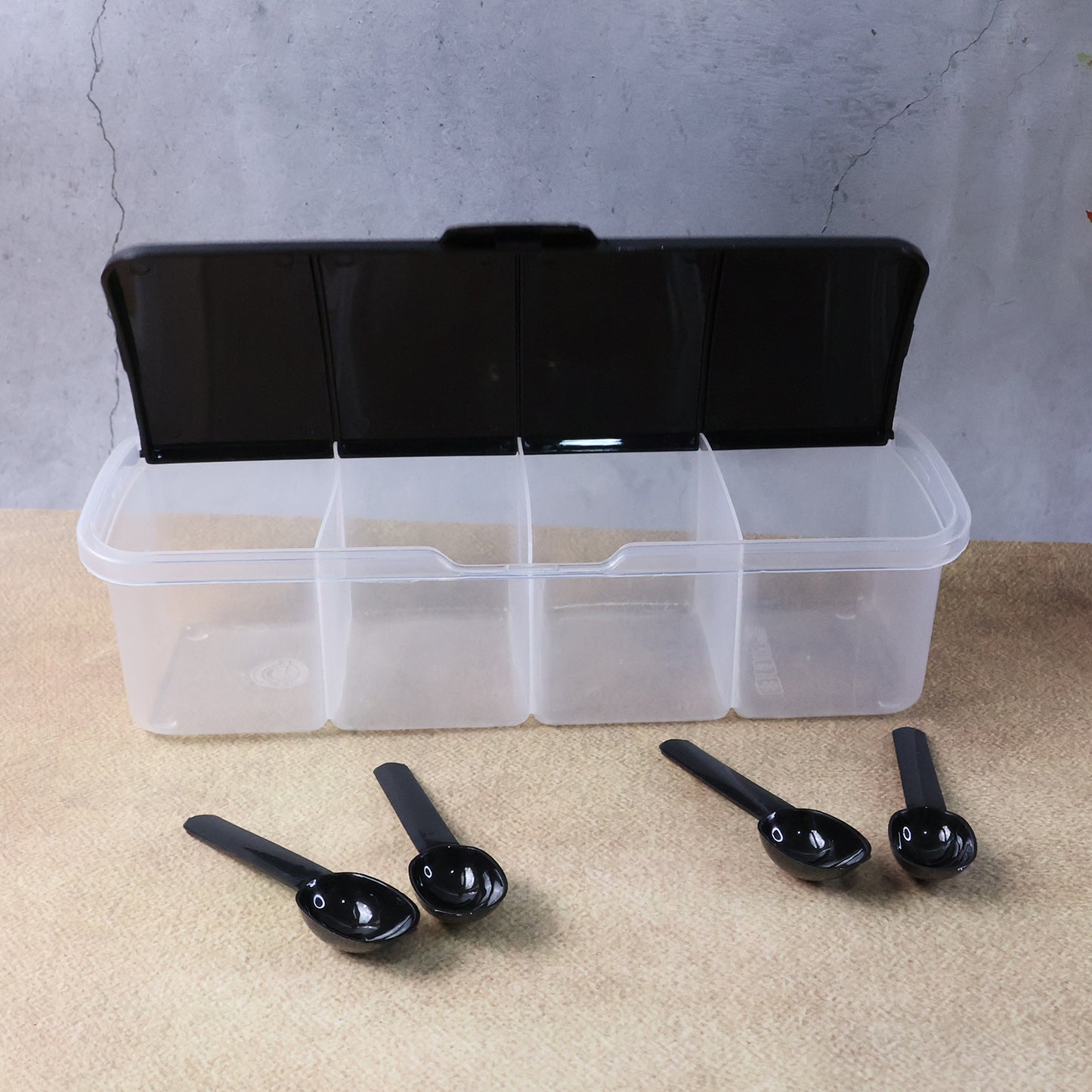 Kitchen Multipurpose Air-tight 4 Sections Masala Box (1 Set)