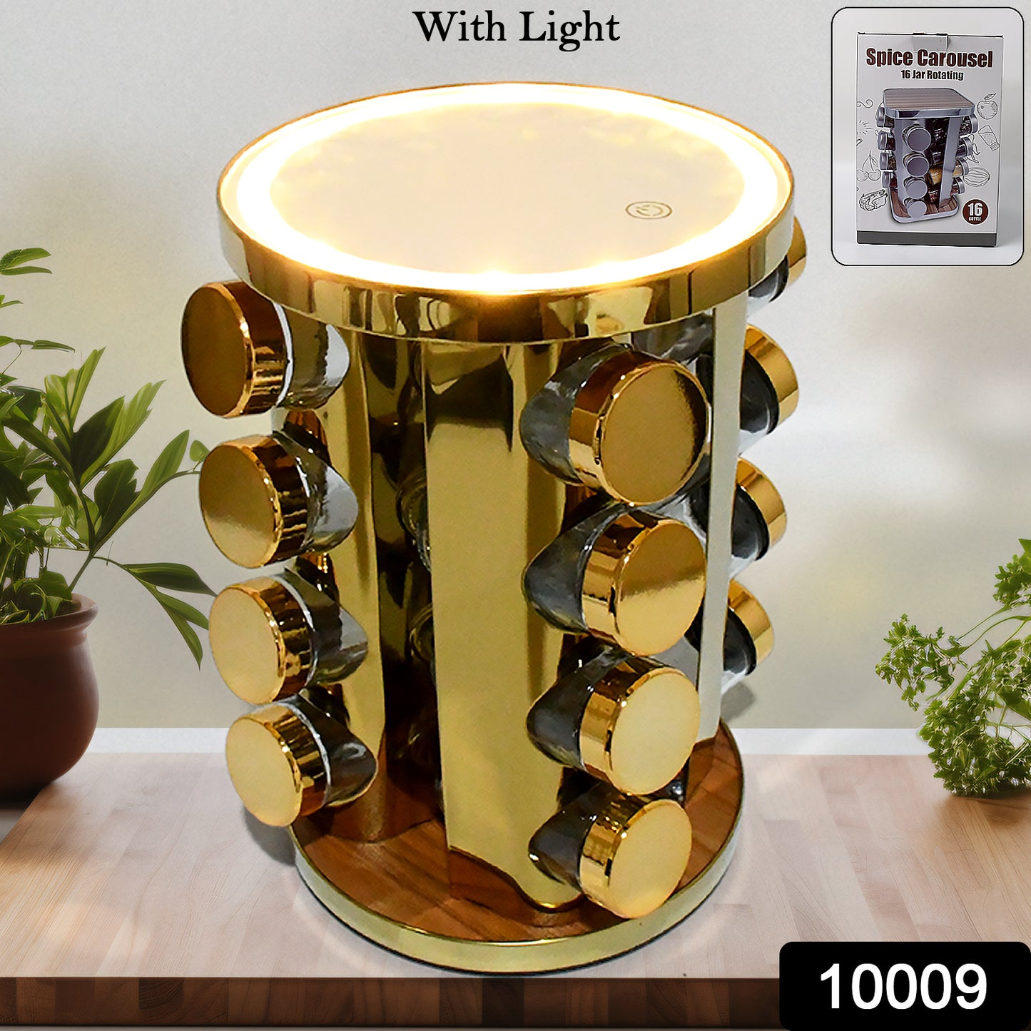 Led Spice Rack Organizer Rotating Spice Rack