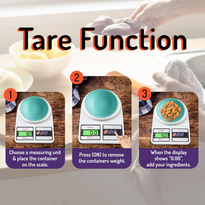 Atom 10Kg Kitchen Weight Machine 6 Months Warranty, Digital Scale with LCD Display, Scale for Home Baking, Cooking & Balance Diet. Weighing Machine with capacity 10Kg, SF400/A121,Color May Vary