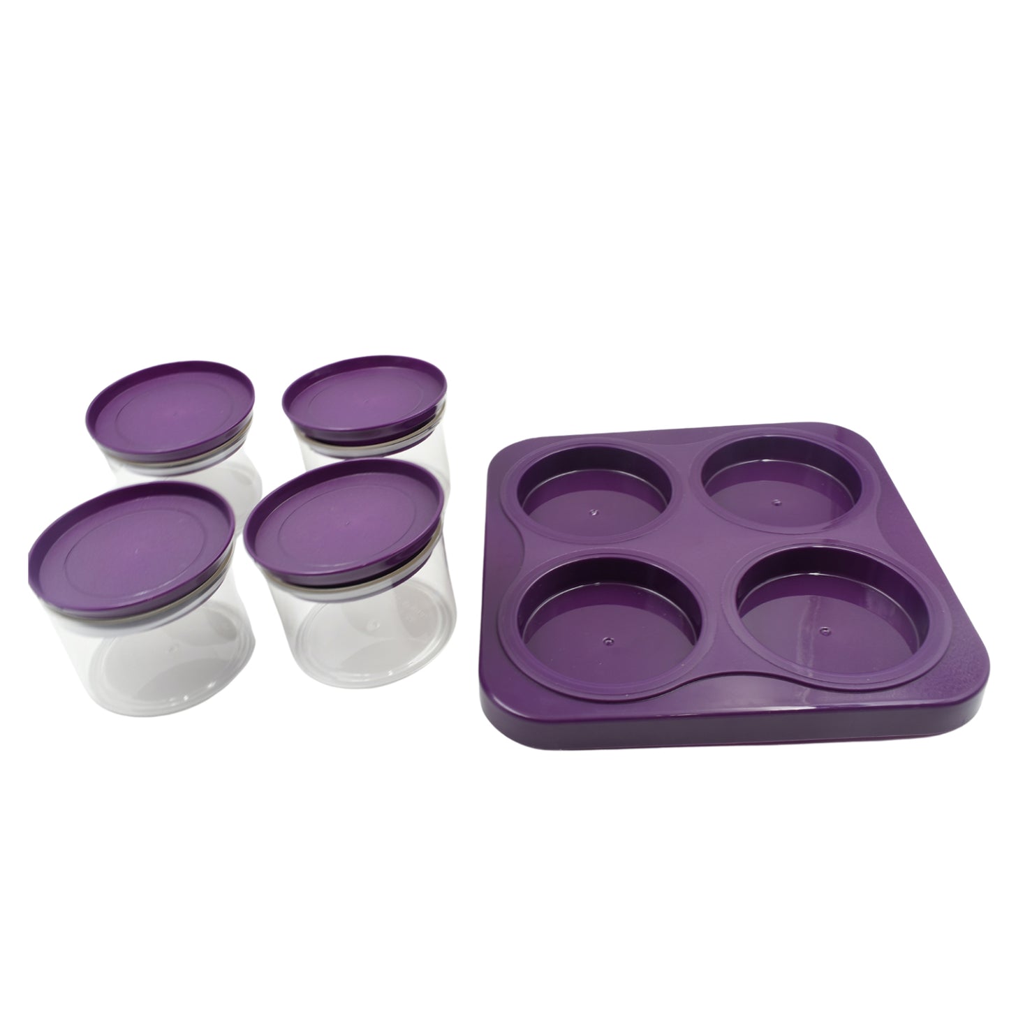 Airtight Plastic 4 Pc Storage Container Set With Tray