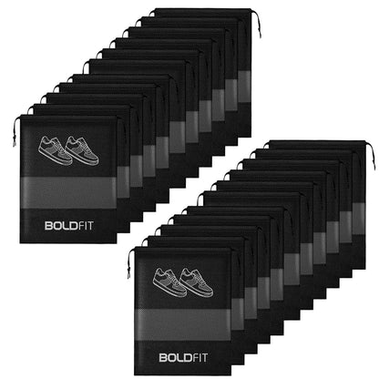 Boldfit Shoe Bag for Travel Bag for Man & Women Shoe Cover for Storage at Home Gym Reusable Travelling Accessories Organizer Pouch Travel Essentials Footwear Bags for Travelling Men -Pack of 6, Black
