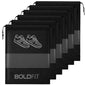 Boldfit Shoe Bag for Travel Bag for Man & Women Shoe Cover for Storage at Home Gym Reusable Travelling Accessories Organizer Pouch Travel Essentials Footwear Bags for Travelling Men -Pack of 6, Black