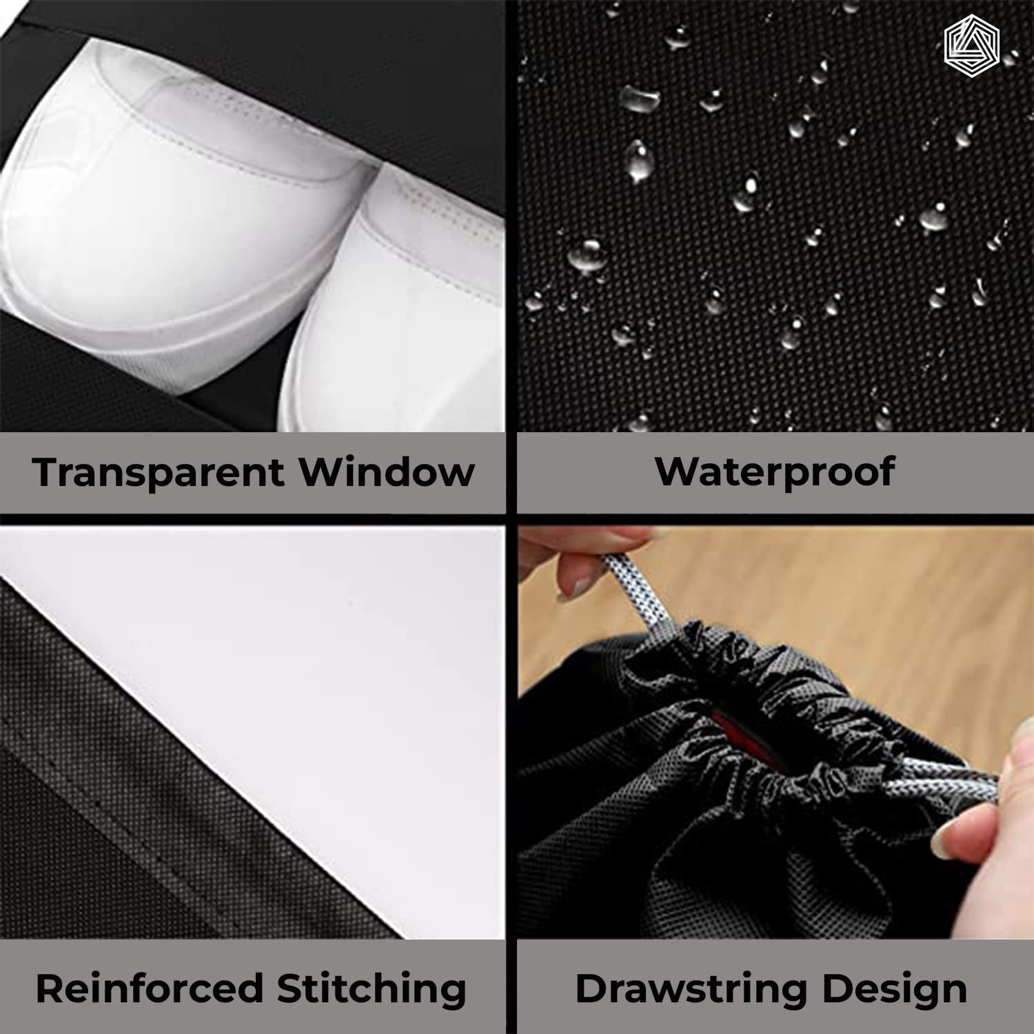 Boldfit Shoe Bag for Travel Bag for Man & Women Shoe Cover for Storage at Home Gym Reusable Travelling Accessories Organizer Pouch Travel Essentials Footwear Bags for Travelling Men -Pack of 6, Black