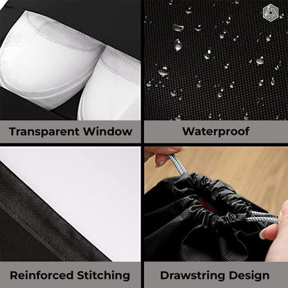 Boldfit Shoe Bag for Travel Bag for Man & Women Shoe Cover for Storage at Home Gym Reusable Travelling Accessories Organizer Pouch Travel Essentials Footwear Bags for Travelling Men -Pack of 6, Black