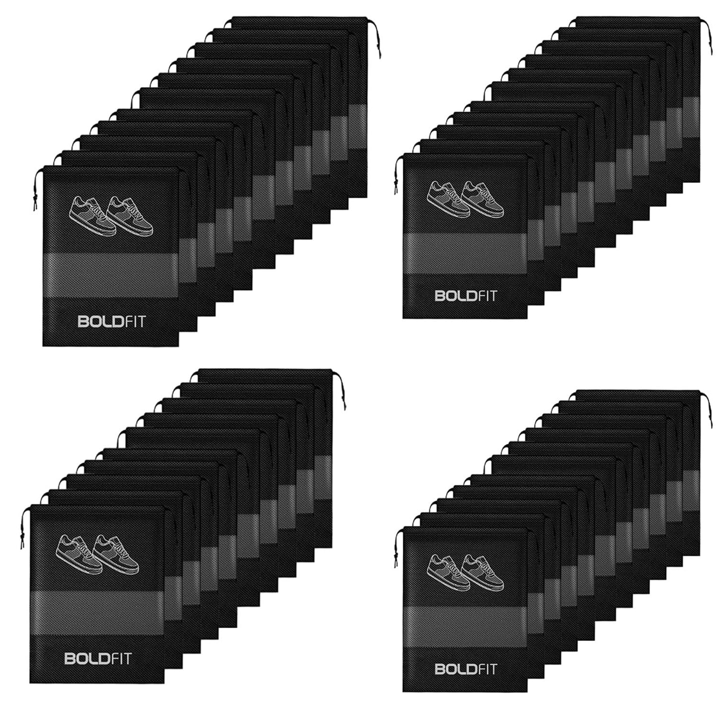 Boldfit Shoe Bag for Travel Bag for Man & Women Shoe Cover for Storage at Home Gym Reusable Travelling Accessories Organizer Pouch Travel Essentials Footwear Bags for Travelling Men -Pack of 6, Black