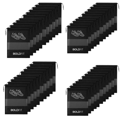 Boldfit Shoe Bag for Travel Bag for Man & Women Shoe Cover for Storage at Home Gym Reusable Travelling Accessories Organizer Pouch Travel Essentials Footwear Bags for Travelling Men -Pack of 6, Black