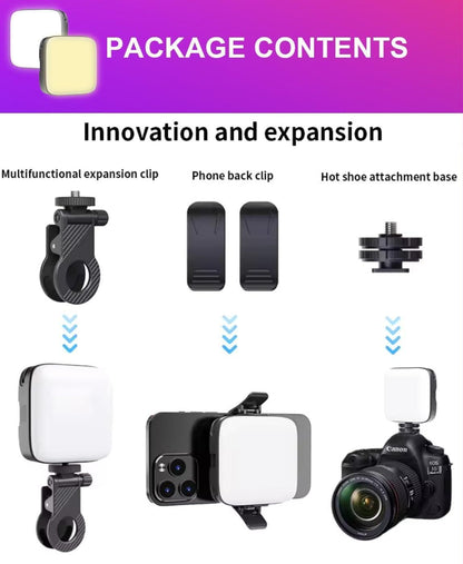 LED Video Light with Phone Holder Clip