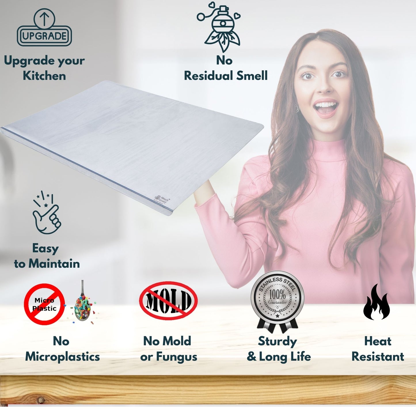 Stainless Steel Chopping Board Lip Design - Regular