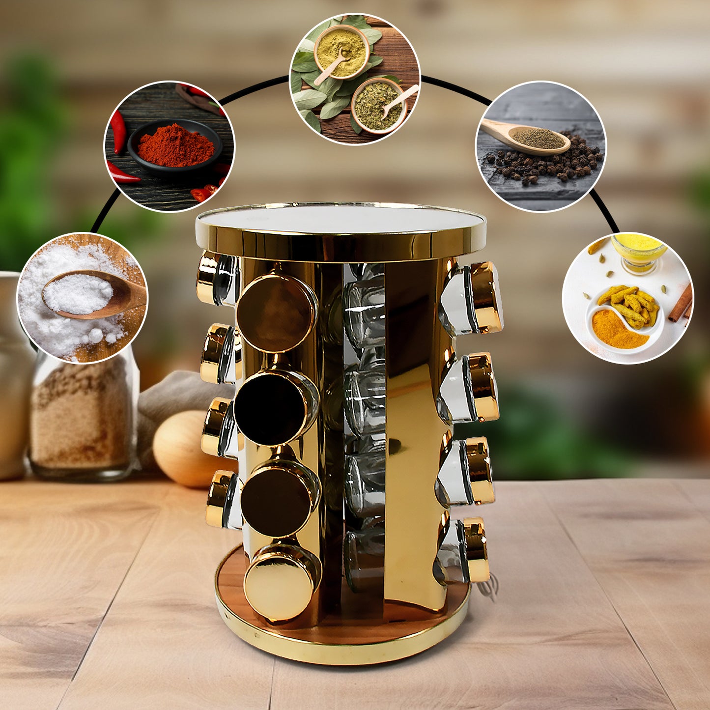 Led Spice Rack Organizer Rotating Spice Rack