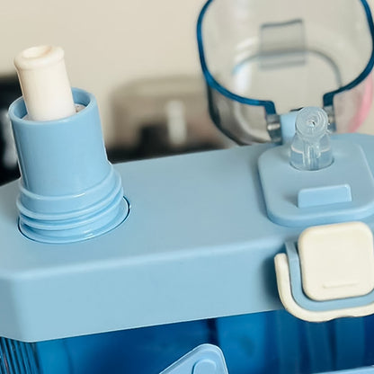 Dual Compartment Water Bottle With Straw