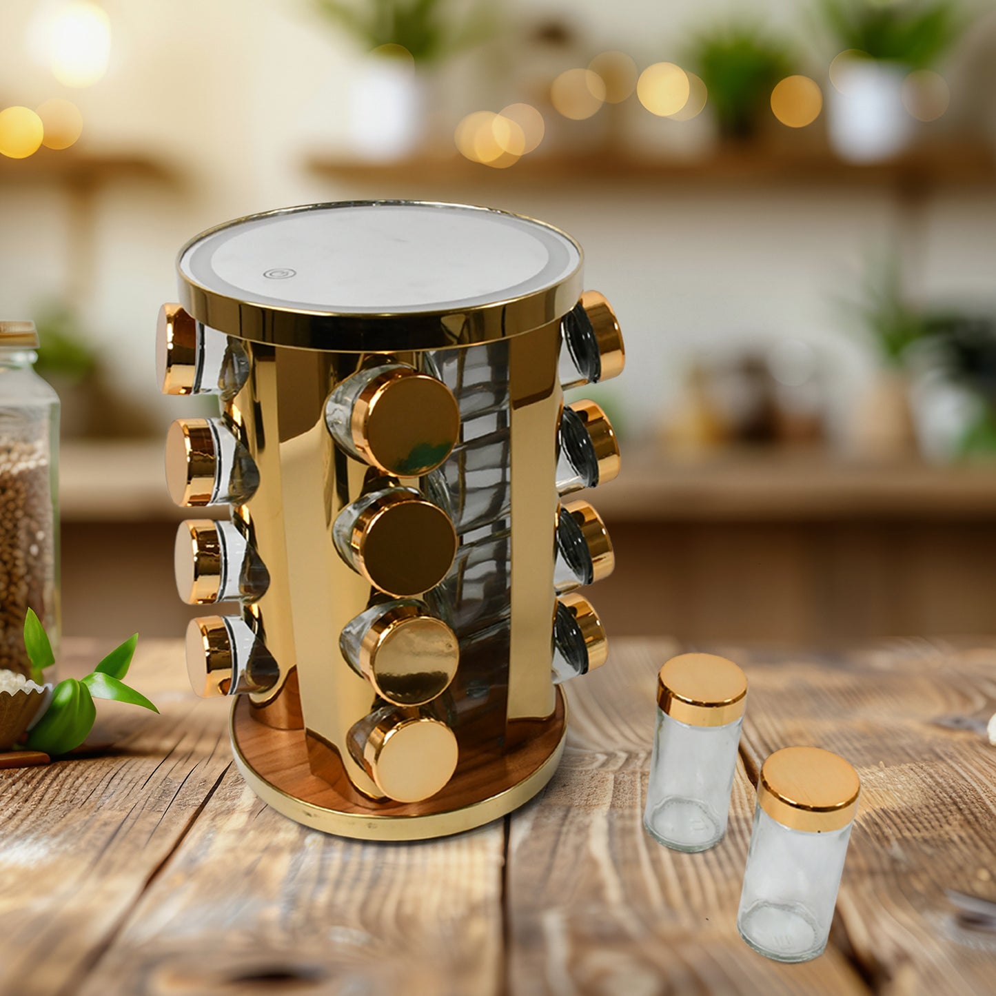 Led Spice Rack Organizer Rotating Spice Rack