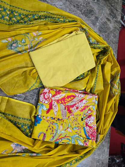 New Anarkali kurta set with new style in saganeri  print