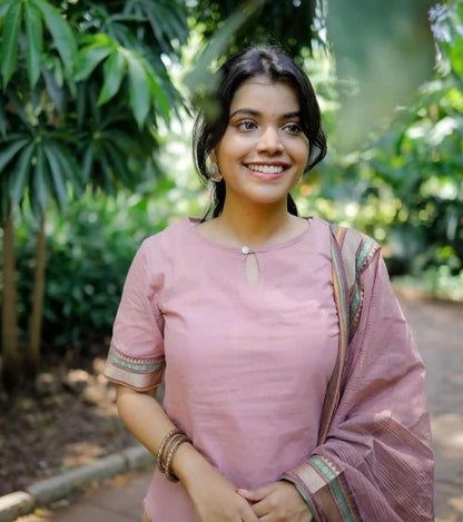 Premium South cotton handloom kurti with Pant and dupatta