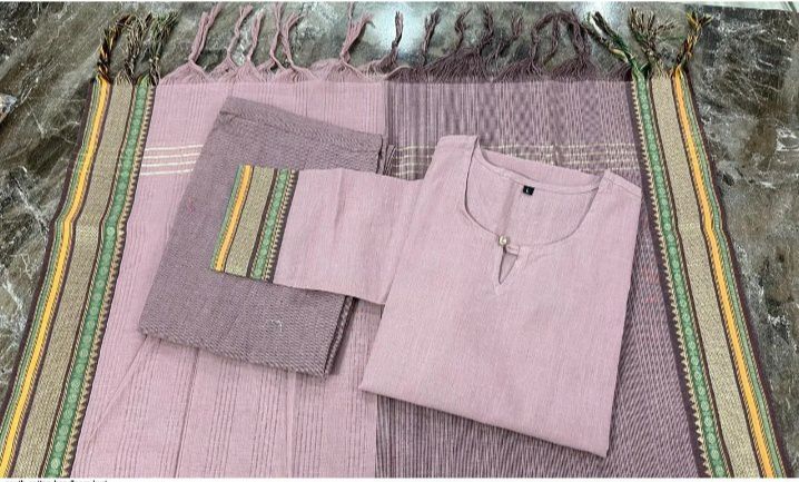 Premium South cotton handloom kurti with Pant and dupatta