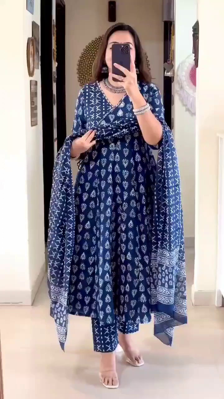 Blue Silk 3 piece Suit Set