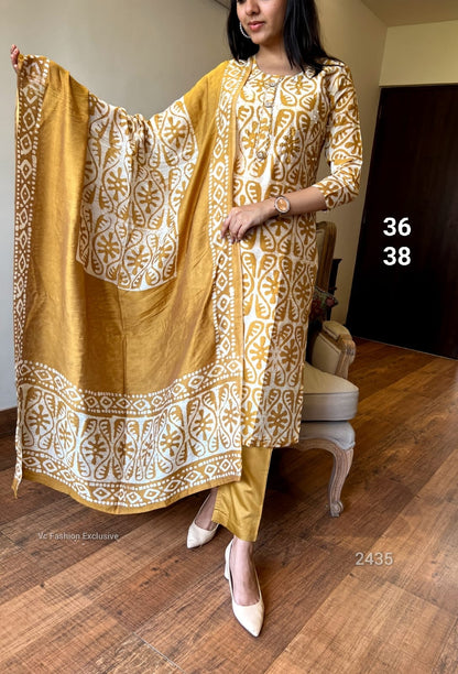 Yellow Silk 3 piece Suit Set