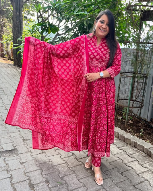 Pure fine Cotton fabric Anarkali Kurti with Pant